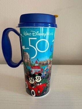 Disney Blue 50th Anniversary Travel Mug with Handle